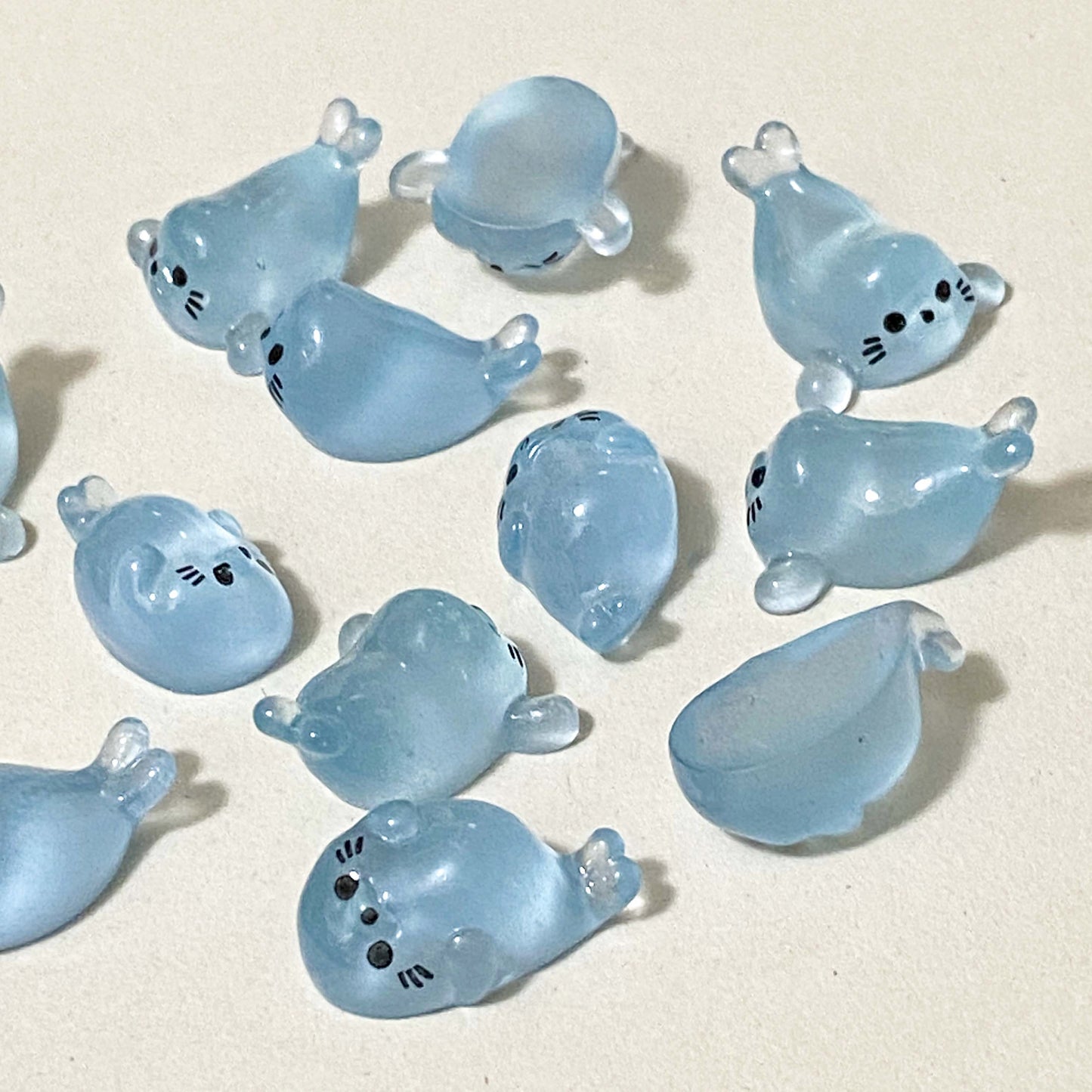 BABY SEAL Translucent PALE BLUE Cute Individual 3D Resin ANIMAL FIGURINE