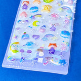 kawaii raised 3d dome sticker sheet with cute animals and pastel foods