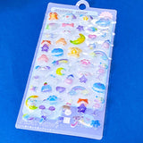 kawaii raised 3d dome sticker sheet with cute animals and pastel foods