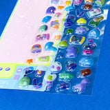 kawaii raised 3d dome sticker sheet with cute animals and pastel foods