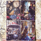 mini alice in wonderland paper sheets for layered journal pages with a vintage aesthetic