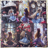 alice in wonderland gothic themed small scrapbook paper sheets for journaling and scrapbooking, featuring alice and the white rabbit