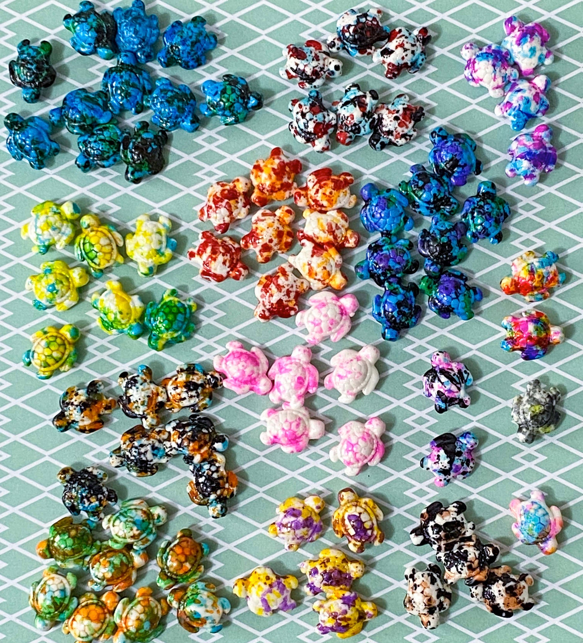 kawaii cute turtle turtles bead beads acrylic glossy shiny big large 17mm plastic marble rainbow pebble multi coloured uk craft supplies shop store crafts pretty statement jewellery making