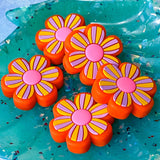 silicone bead beads floral summer tropical vibes flamingo palm tree leaf leaves green lilac orange mustard yellow hibiscus flower flowers floral yellow patterned jumbo big large uk cute kawaii craft supplies shop store 30mm