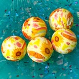 silicone bead beads floral summer tropical vibes flamingo palm tree leaf leaves green lilac orange mustard yellow hibiscus flower flowers floral yellow patterned jumbo big large uk cute kawaii craft supplies shop store 30mm