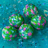 silicone bead beads floral summer tropical vibes flamingo palm tree leaf leaves green lilac orange mustard yellow hibiscus flower flowers floral yellow patterned jumbo big large uk cute kawaii craft green supplies shop store 30mm