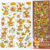 christmas festive deer baby deers plants flower flowers foliage green brown red white uk cute kawaii stationery supplies shop store planner addict holographic holo rainbow foil foiled pretty sheet sheets pack