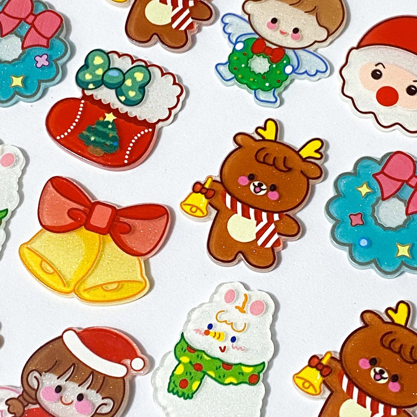 christmas festive glitter glittery fb flatback flat back backs fbs embellishment planar big large santa deer reindeer angel angels stocking wreath snowman bunny boy girl bells bright colourful uk craft supplies shop store cute kawaii