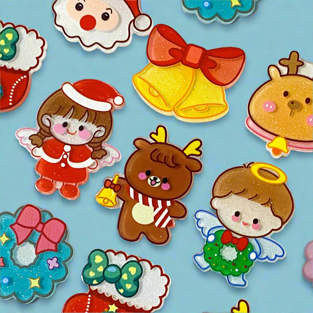 christmas festive glitter glittery fb flatback flat back backs fbs embellishment planar big large santa deer reindeer angel angels stocking wreath snowman bunny boy girl bells bright colourful uk craft supplies shop store cute kawaii
