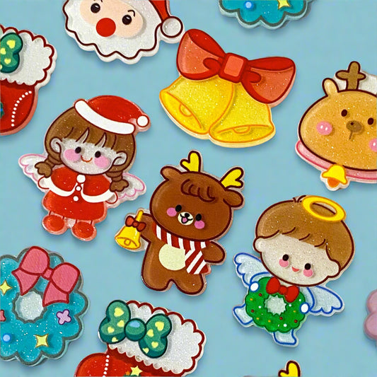 christmas festive glitter glittery fb flatback flat back backs fbs embellishment planar big large santa deer reindeer angel angels stocking wreath snowman bunny boy girl bells bright colourful uk craft supplies shop store cute kawaii