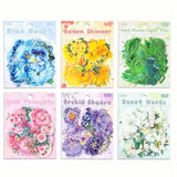 floral flower flowers sticker stickers flake flakes pack of 60 60pcs bargain white cream lilac purple pink yellow green leaf leaves uk cute kawaii stationery bargain planner addict shop store big set 