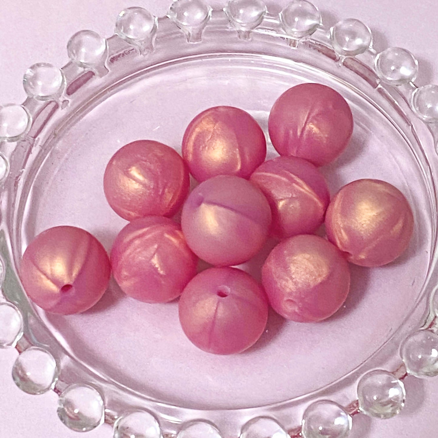 pearl pearly pearlescent bead beads jumbo big large huge 15mm silicone soft touch uk cute kawaii craft supplies shop store shimmer shimmery lustre gold deep pink dark grey round beaded pen pens jewellery blue pale pink green 