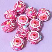 pink cerise ornate pretty acrylic jumbo large big 18mm bead beads cupcake sweets candy decorative chunky craft supplies make your own beaded pen pens jewellery uk cute kawaii shop store pretty