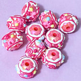 pink cerise ornate pretty acrylic jumbo large big 18mm bead beads cupcake sweets candy decorative chunky craft supplies make your own beaded pen pens jewellery uk cute kawaii shop store pretty