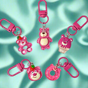 glitter keyring key ring clip clips chain bag charm charms resin pink cerise bear bears cute kawaii gift gifts shop store uk present small little hot 