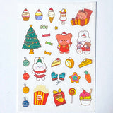 christmas matte washi paper sticker stickers sheet festive kawaii cute uk stationery shop store planner addict addicts red green fun bear bears girl food drink tree bunny bunnies rabbit animals