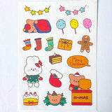 christmas matte washi paper sticker stickers sheet festive kawaii cute uk stationery shop store planner addict addicts red green fun bear bears girl food drink tree bunny bunnies rabbit animals