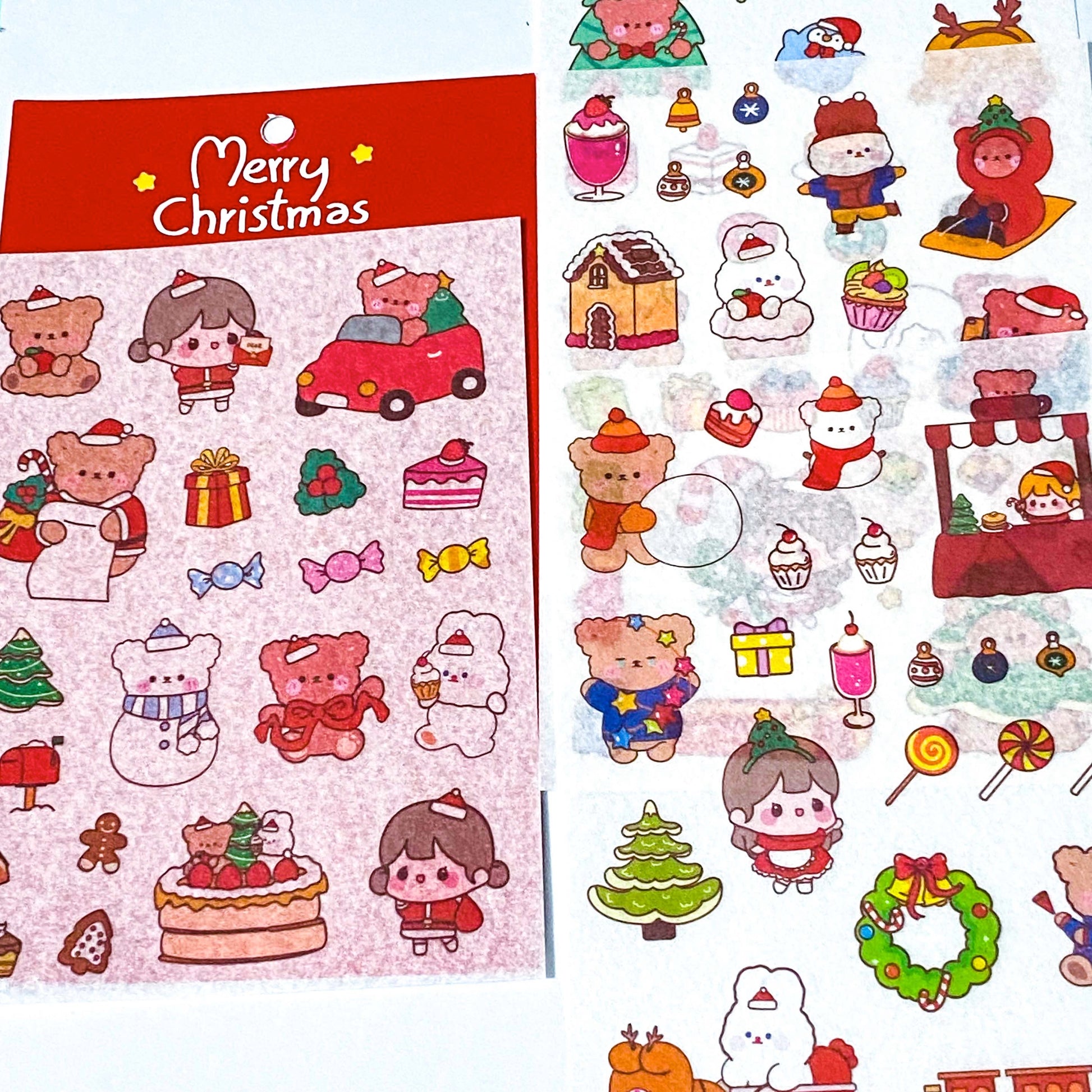 christmas matte washi paper sticker stickers sheet festive kawaii cute uk stationery shop store planner addict addicts red green fun bear bears girl food drink tree bunny bunnies rabbit animals