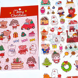 christmas matte washi paper sticker stickers sheet festive kawaii cute uk stationery shop store planner addict addicts red green fun bear bears girl food drink tree bunny bunnies rabbit animals