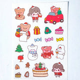 christmas matte washi paper sticker stickers sheet festive kawaii cute uk stationery shop store planner addict addicts red green fun bear bears girl food drink tree bunny bunnies rabbit animals