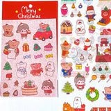 christmas matte washi paper sticker stickers sheet festive kawaii cute uk stationery shop store planner addict addicts red green fun bear bears girl food drink tree bunny bunnies rabbit animals