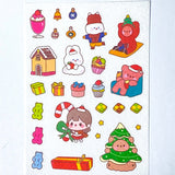 christmas matte washi paper sticker stickers sheet festive kawaii cute uk stationery shop store planner addict addicts red green fun bear bears girl food drink tree bunny bunnies rabbit animals