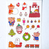 christmas matte washi paper sticker stickers sheet festive kawaii cute uk stationery shop store planner addict addicts red green fun bear bears girl food drink tree bunny bunnies rabbit animals