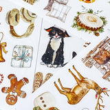 neutral colours festive christmas sticker stickers sheet sheets uk cute kawaii stationery planner supplies shop store deer black cat fireplace gingerbread man men tree trees cookie cookies jumper socks cocoa hot chocolate