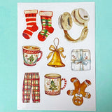 neutral colours festive christmas sticker stickers sheet sheets uk cute kawaii stationery planner supplies shop store deer black cat fireplace gingerbread man men tree trees cookie cookies jumper socks cocoa hot chocolate