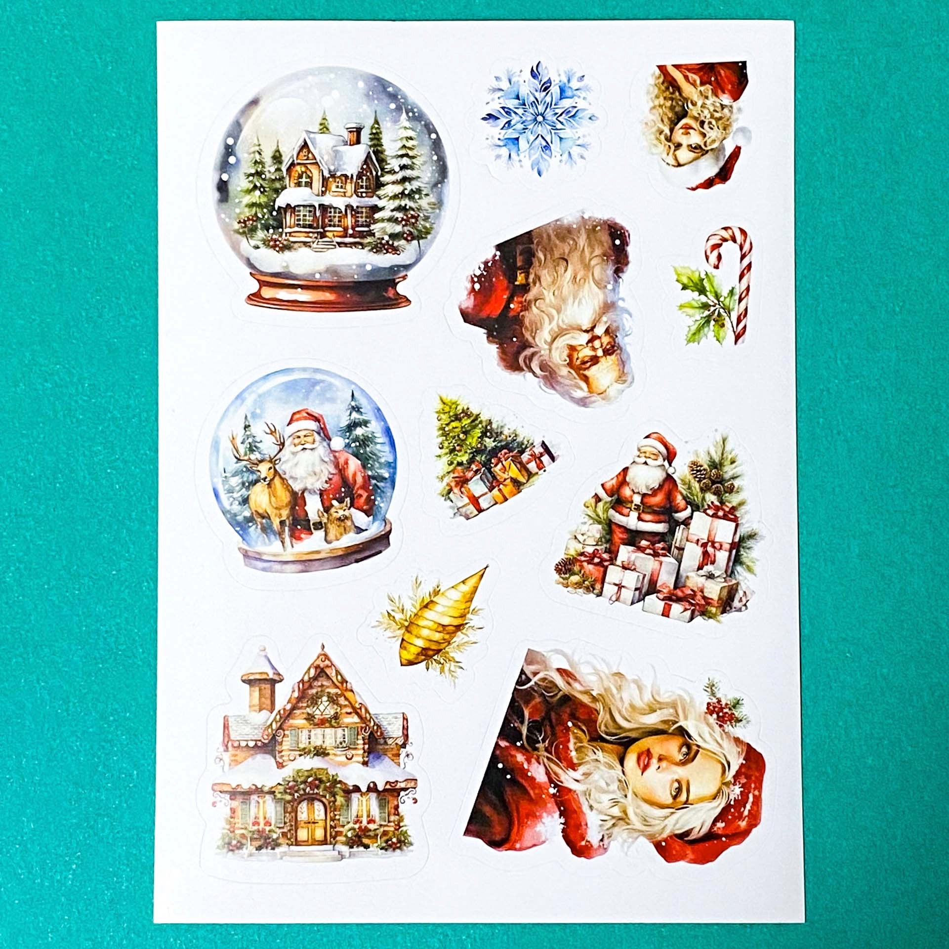 christmas festive vintage retro victorian sticker stickers sheet sheets pack of 3 red and green pretty stationery shop store planner addict uk cute kawaii