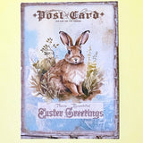 victorian vintage illustration illustrations postcard antique style retro bunny rabbit rabbits bunnies easter card postcard postcards post uk stationery greetings spring beatrix potter blue shop store