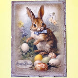 victorian vintage illustration illustrations postcard antique style retro bunny rabbit rabbits bunnies easter card postcard postcards post uk stationery greetings spring beatrix potter blue shop store