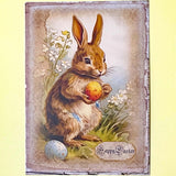 victorian vintage illustration illustrations postcard antique style retro bunny rabbit rabbits bunnies easter card postcard postcards post uk stationery greetings spring beatrix potter blue shop store