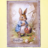 victorian vintage illustration illustrations postcard antique style retro bunny rabbit rabbits bunnies easter card postcard postcards post uk stationery greetings spring beatrix potter blue shop store