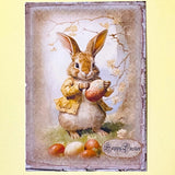 victorian vintage illustration illustrations postcard antique style retro bunny rabbit rabbits bunnies easter card postcard postcards post uk stationery greetings spring beatrix potter blue shop store