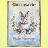 victorian vintage illustration illustrations postcard antique style retro bunny rabbit rabbits bunnies easter card postcard postcards post uk stationery greetings spring beatrix potter blue shop store