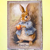 victorian vintage illustration illustrations postcard antique style retro bunny rabbit rabbits bunnies easter card postcard postcards post uk stationery greetings spring beatrix potter blue shop store