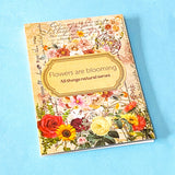 vintage floral clear sticker book with 20 pages of botanical flower stickers including rose, daisy, sunflowers and blossom.