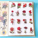vintage floral clear sticker book with 20 pages of botanical flower stickers including rose, daisy, sunflowers and blossom.