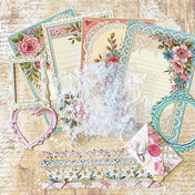 victorian lace paper bundle with floral postcards, lace stickers, envelopes and decorative journaling supplies uk