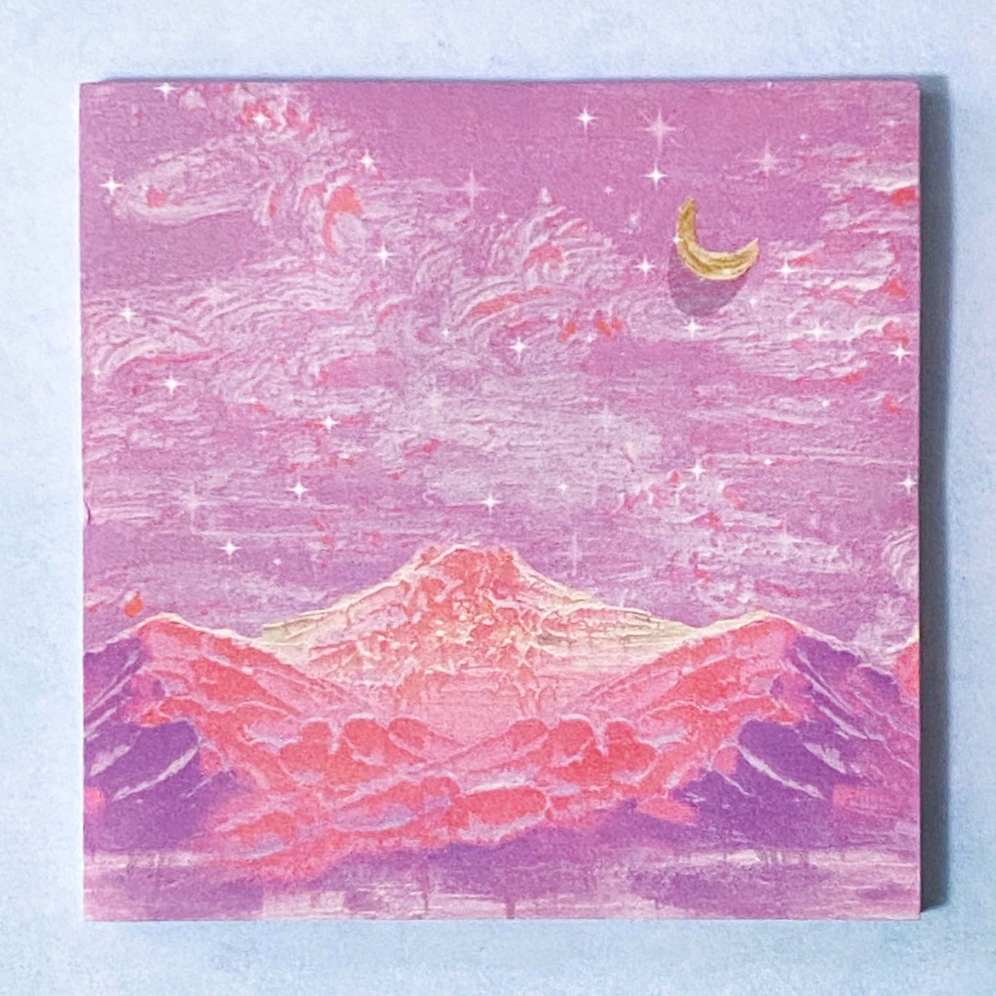 oil painting art picture 3d paintings landscape pretty memo memos pad sticky note notes square tabs waves mountain clouds floral flowers purple lilac pink uk cute kawaii stationery shop store planner supplies