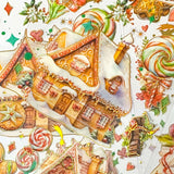 festive gingerbread ginger bread men man house houses cottage cute kawaii sticker stickers stationery sheet pack holo holographic foil foiled pretty uk planner addict supplies shop store brown green red colourful 