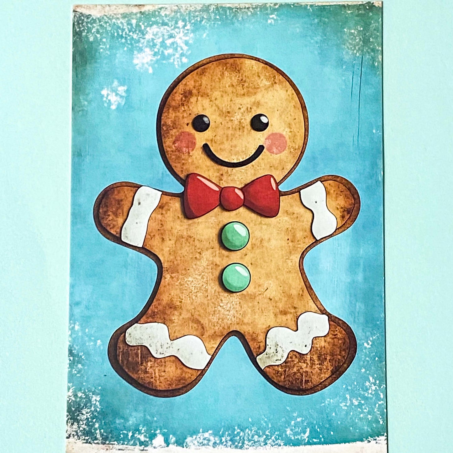 snow snowy winter festive christmas individual postcard postcards post card cards uk cute kawaii turquoise blue cat santa reindeer stocking tree nutcracker bear teddy elf gingerbread man men cottage house stationery shop pretty polar bears