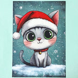 snow snowy winter festive christmas individual postcard postcards post card cards uk cute kawaii turquoise blue cat santa reindeer stocking tree nutcracker bear teddy elf gingerbread man men cottage house stationery shop pretty polar bears cat kitty