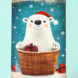 snow snowy winter festive christmas individual postcard postcards post card cards uk cute kawaii turquoise blue cat santa reindeer stocking tree nutcracker bear teddy elf gingerbread man men cottage house stationery shop pretty polar bears