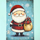 snow snowy winter festive christmas individual postcard postcards post card cards uk cute kawaii turquoise blue cat santa reindeer stocking tree nutcracker bear teddy elf gingerbread man men cottage house stationery shop pretty polar bears