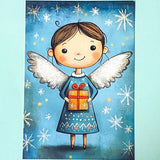 snow snowy winter festive christmas individual postcard postcards post card cards uk cute kawaii turquoise blue cat santa reindeer stocking tree nutcracker bear teddy elf gingerbread man men cottage house stationery shop pretty polar bears angel