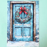 snow snowy winter festive christmas individual postcard postcards post card cards uk cute kawaii turquoise blue cat santa reindeer stocking tree nutcracker bear teddy elf gingerbread man men cottage house stationery shop pretty polar bears