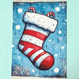 snow snowy winter festive christmas individual postcard postcards post card cards uk cute kawaii turquoise blue cat santa reindeer stocking tree nutcracker bear teddy elf gingerbread man men cottage house stationery shop pretty polar bears