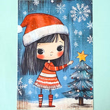 snow snowy winter festive christmas individual postcard postcards post card cards uk cute kawaii turquoise blue cat santa reindeer stocking tree nutcracker bear teddy elf gingerbread man men cottage house stationery shop pretty polar bears